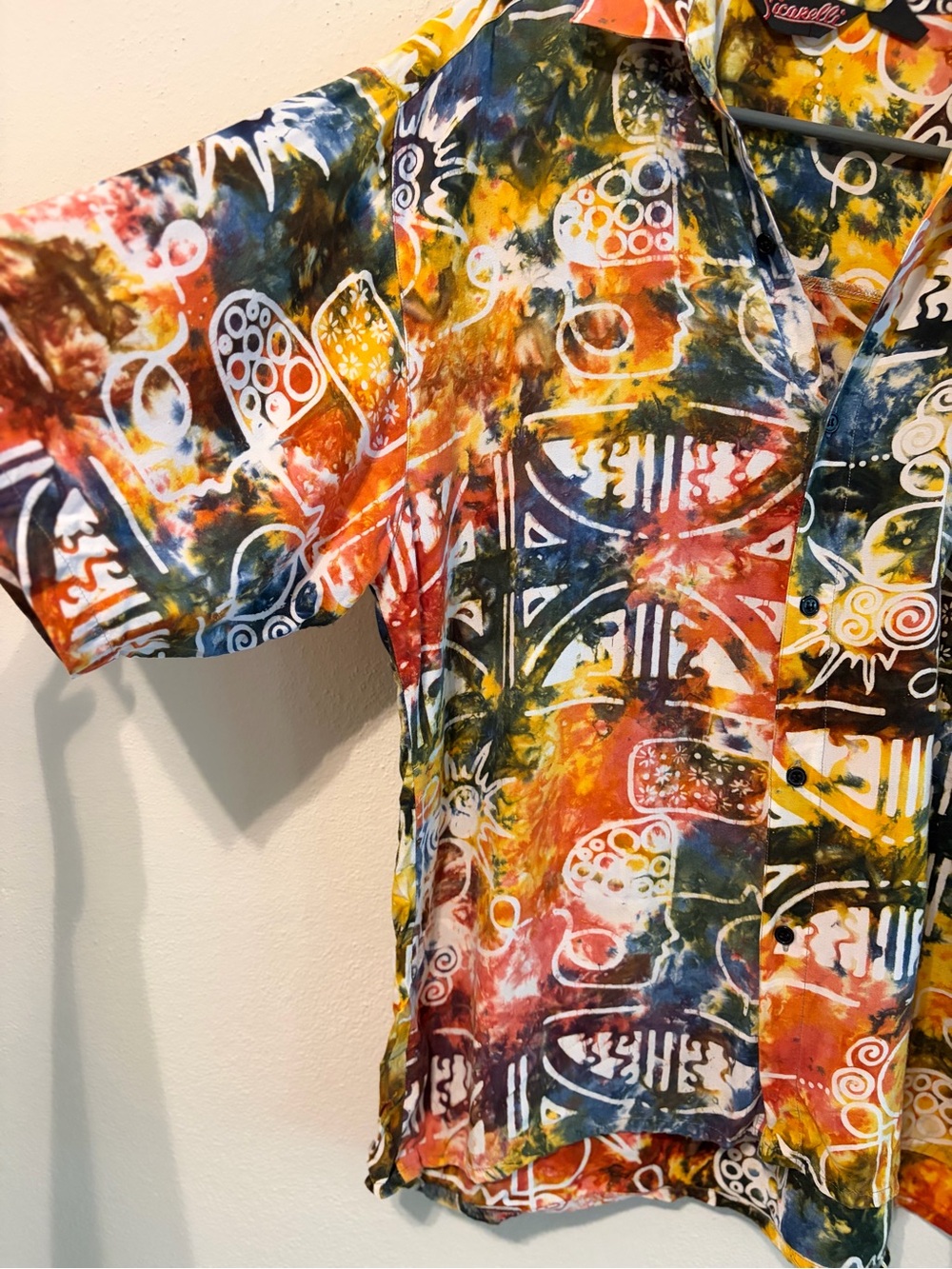 Sicarelli Batik Colorful Abstract Print Button-Up Shirt - Picture 2 of 6